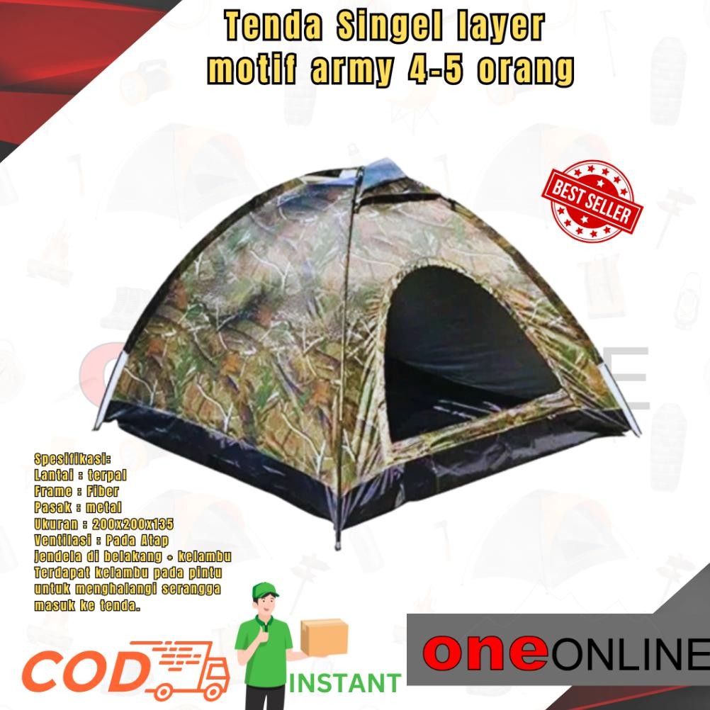 Tenda Camping Terpal Kapasitas 4- Orang - Tenda Camuflase - Tenda Army - Tenda Kemping Terpal Murah