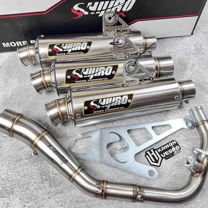 Knalpot Shijiro M3 Long inlet 38mm Vespa Sprint prima s125 LX 3v iget