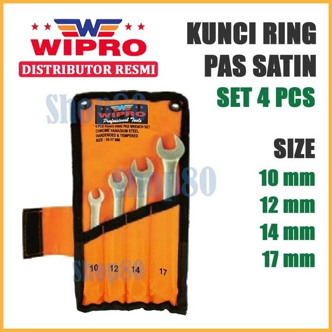 WIPRO KUNCI RING PAS 1 SET 4PCS 4 PCS SATIN CRV 10 12 14 17 MM