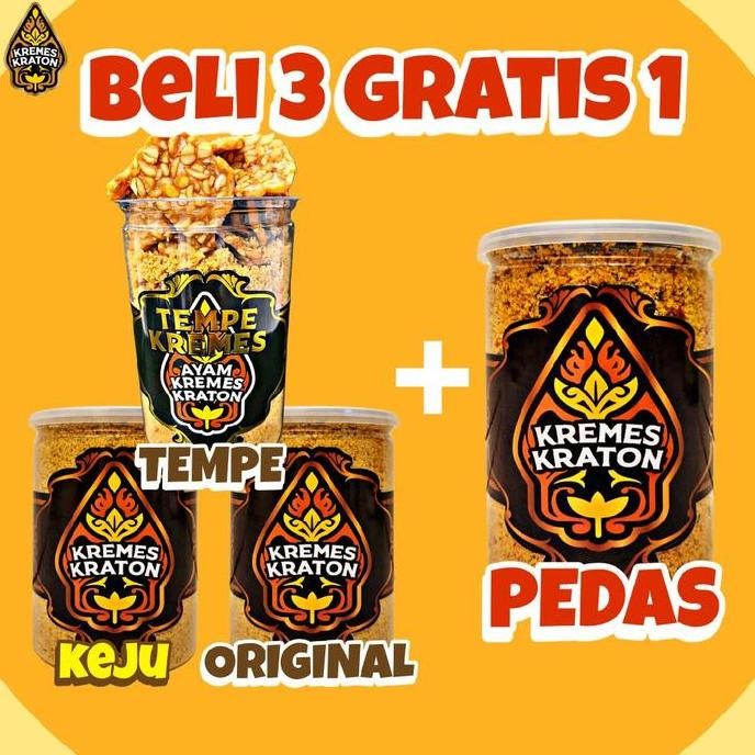 

[BELI 3 GRATIS 1] Bundle Kremes Keju , Kremes Ori , Tempe Kremes, Kremes Pedas "Kremes Kraton