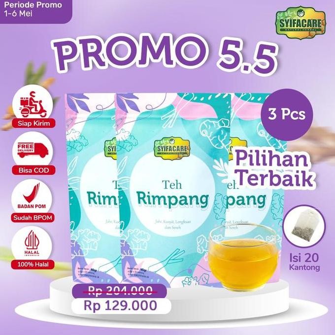 

[BPOM] Paket 3 Pcs Teh Rimpang Syifacare - Minuman Herbal Rempah Jahe Kunyit Lengkuas Sereh - HALAL MUI