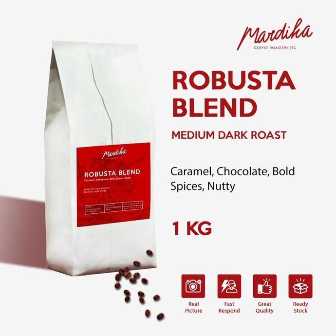 

BIJI KOPI 100% FULL ROBUSTA Medium Roast 1KG - Mardika Coffee