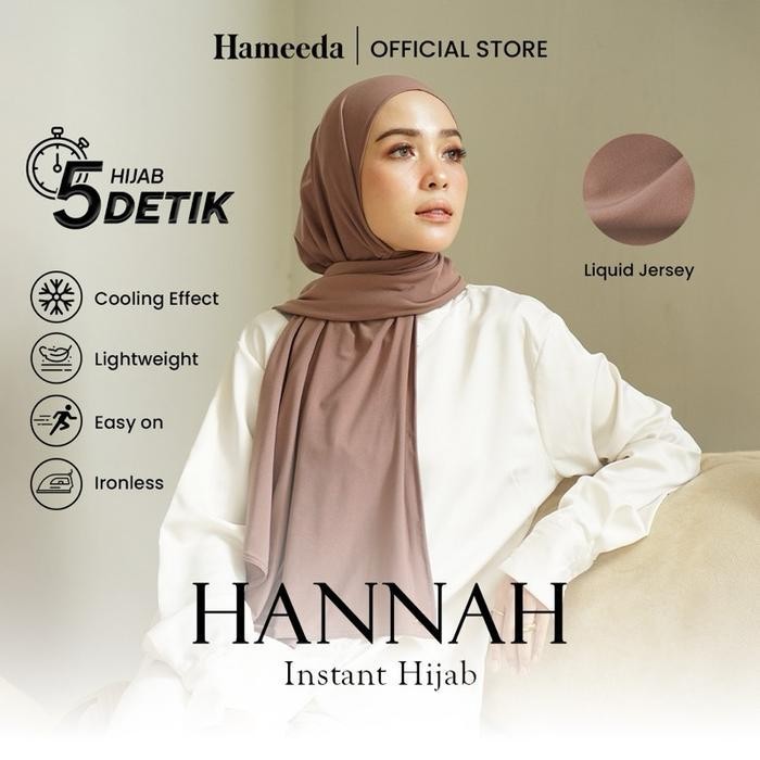 Hameeda - Hannah Instant Hijab | Jersey Bergo Pashmina Panjang Muslim Kerudung Santai Wanita