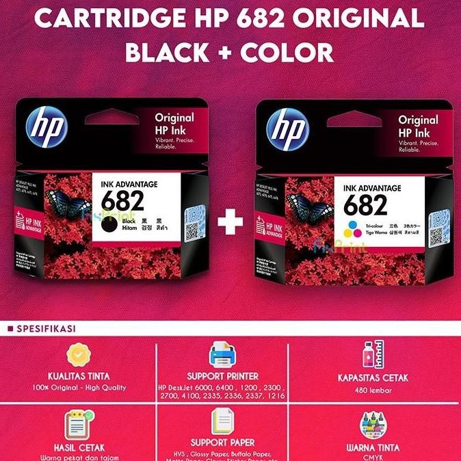 promo Black Color Cartridge 682 Tinta Printer HP 2775 2776 2335 2336 2337