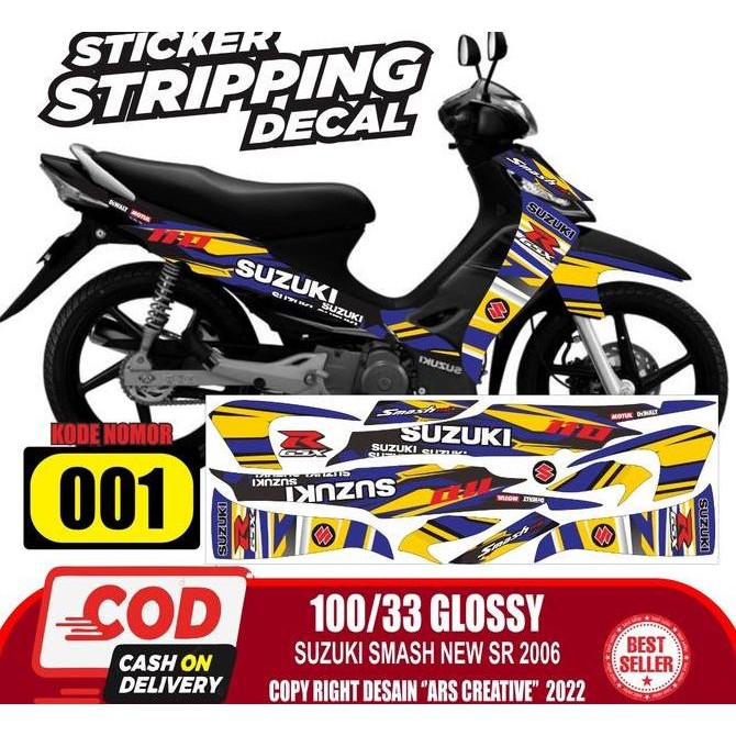 JUAL Sticker Striping Suzuki Smash New SR 2006 Variasi ARS002 Glossy/Doff