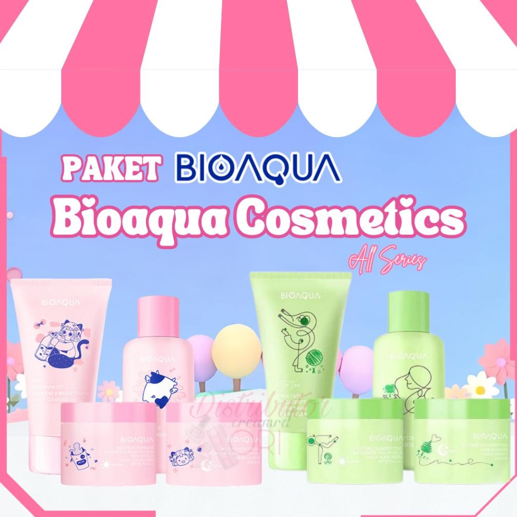 Paket ISI 4PCS bioaqua cosmetics Beauty Milk Niacinamide Glowing & Brightening set whitening memutih