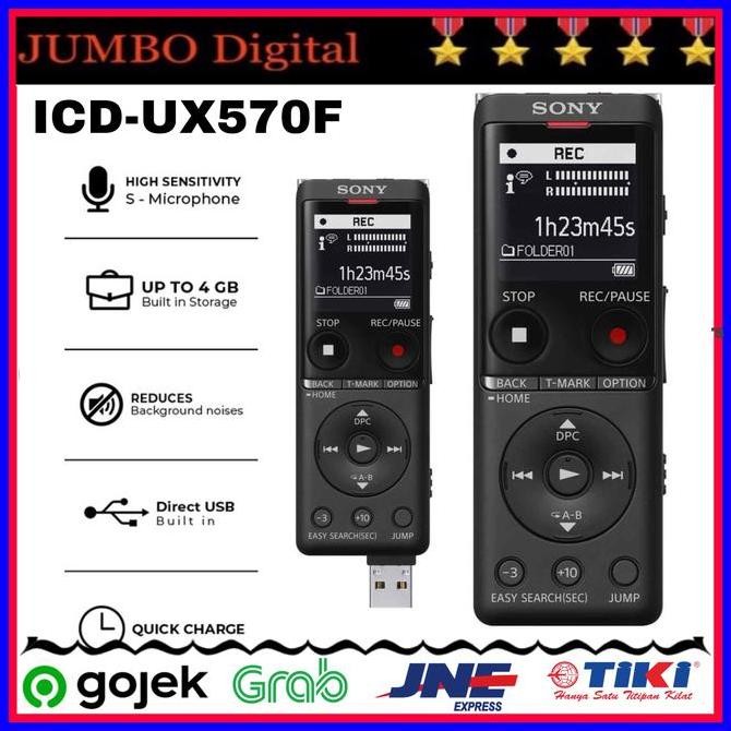 Tersedia Voice Recorder Sony ICD-UX570F IC Audio Recorder - Black UX570