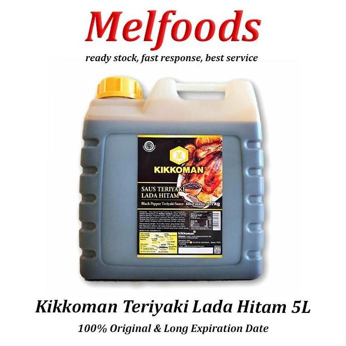

kikkoman teriyaki lada hitam halal 5l - saus teriyaki blackpepper terlaris