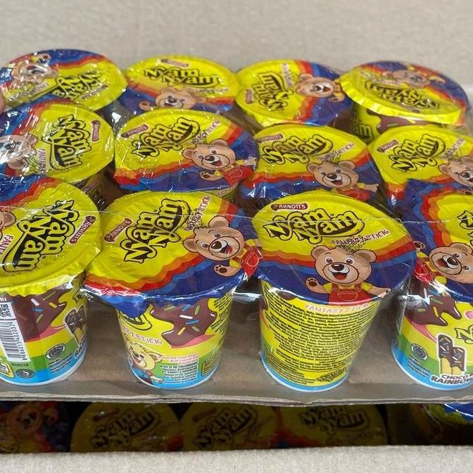 

siap kirim agen distributor makanan ringan snack biskuit nyam nyam fantasy stick choco rainbow arnots hamper anak ultah souvernir goodie bag murah