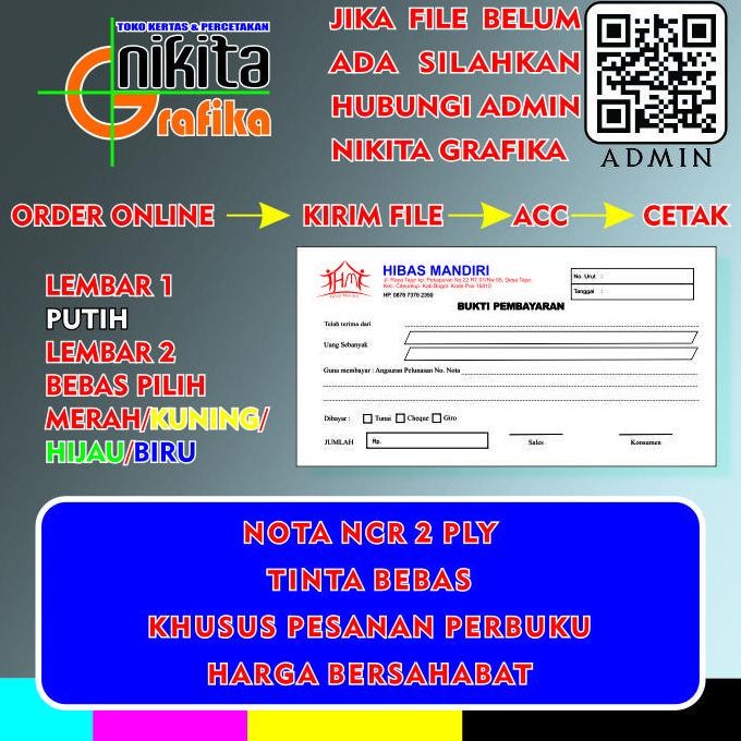 

produk baru!! nota satuan 2 ply cetak/print full color folio