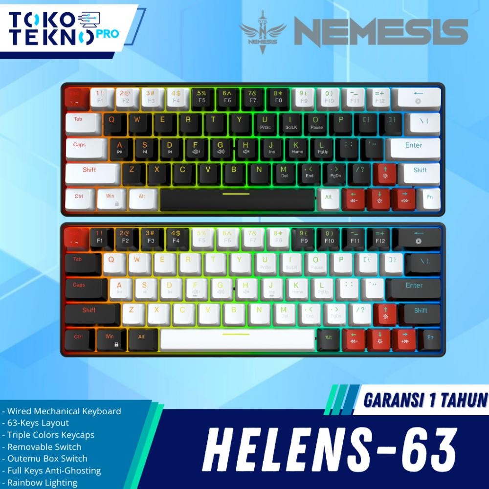 NYK Nemesis Helens / Helens63 / Helens 63 / MKN07 / MKN-07 Wired Mechanical Gaming Keyboard