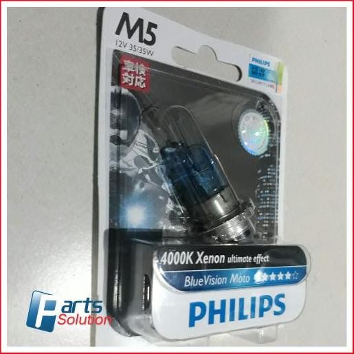 Promo Bohlam Lampu Motor Bebek Matic PHILIPS BlueVision M5 12V 35/35W 4000K COD