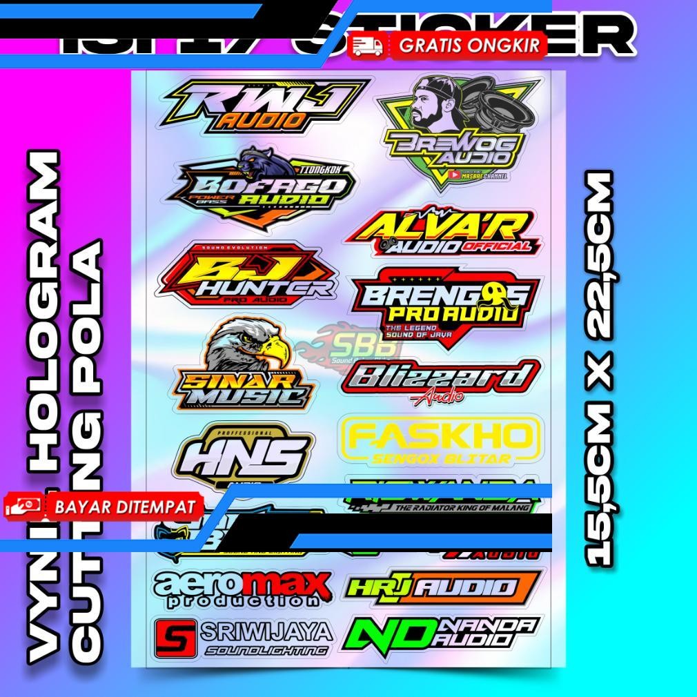 

[Termurah] Viral Stiker Hologram Sound System Cutting Isi 17 | Katun Cotton Combed 30S Premium Fashion Distro