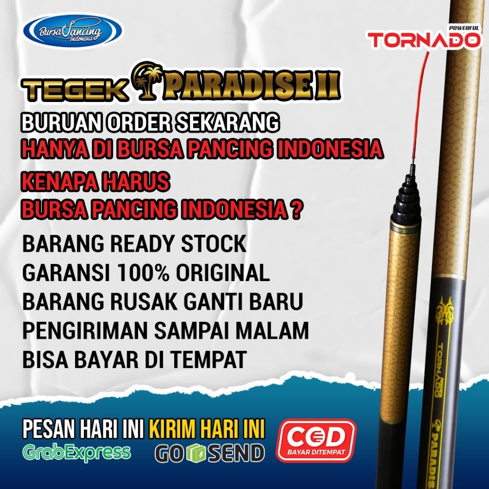 h-4 dgh-43 Joran Tegek Paradise II Gratis 3 Hadiah Coating Carbon Handle Anti Slip Kuat Hemat Origin