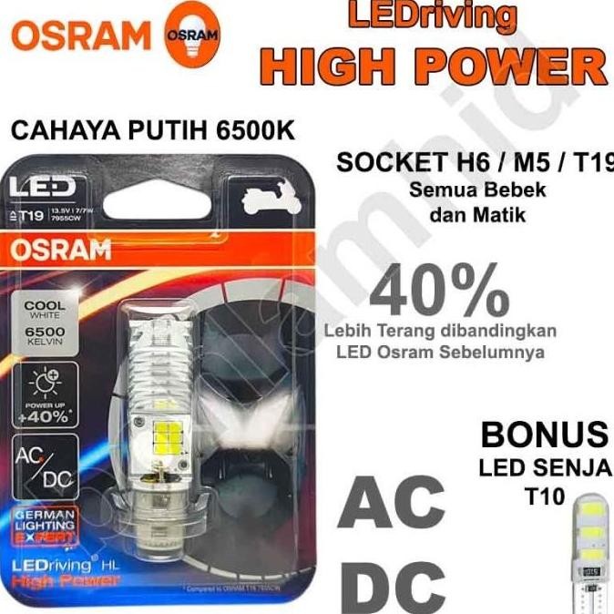 Promo Lampu Motor LED OSRAM SPIN (putih) Bohlam H6 M5 T19 AC DC COD