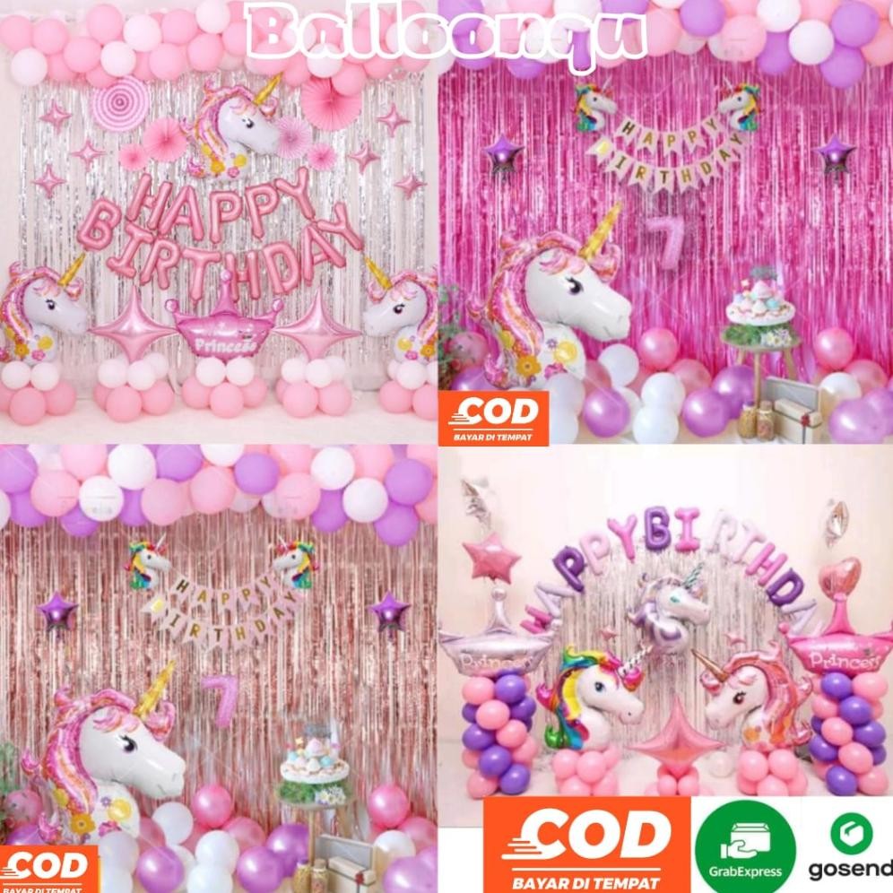 [PAKET] Dekor Ulang Tahun Anak Perempuan Balon Happy Birthday