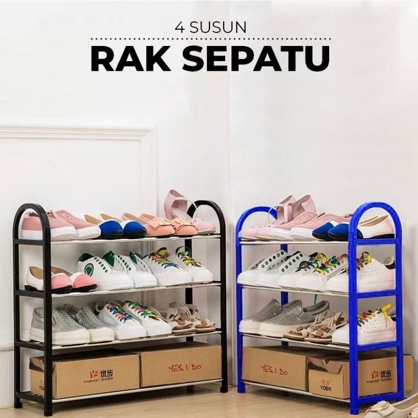 Hc Rak Sepatu 4 Susun Tempat Sandal Portable Rak 4 Susun 4 Tingkat Plastik Sendal Shoe Rack 4 Level 