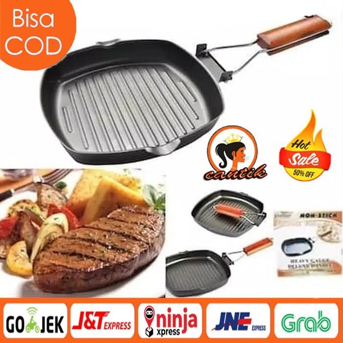 [Termurah] Grillpan / Square Grill Pan 20Cm Wajan Bbq Untuk Bakaran Sate Jagung Serbaguna