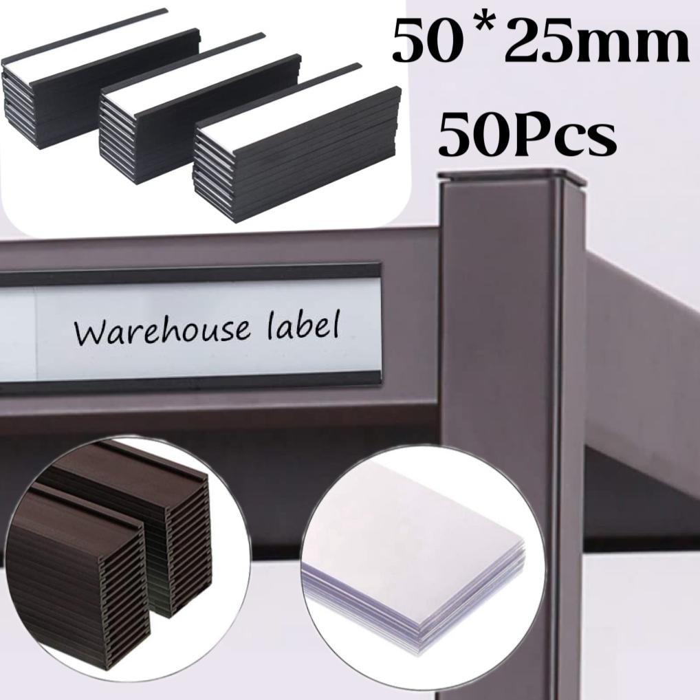 

Premium 50Pcs Card Holder Magnetic+Data Card 50*25Mm Magnetic Label Holder Universal Magnet Sticker Magnet Name Tag High Quality