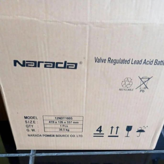 Battery Aki Kering Vrla Valve Regulated Lead Acid 12V 100Ah Narada