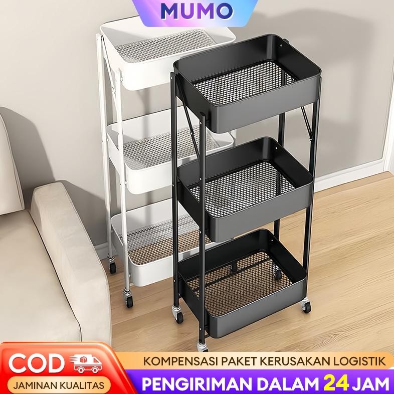 Rak Troli Besi Susun Rak Dapur Lipat Rak kamar mandi Rak Salon Rak Roda Serbaguna