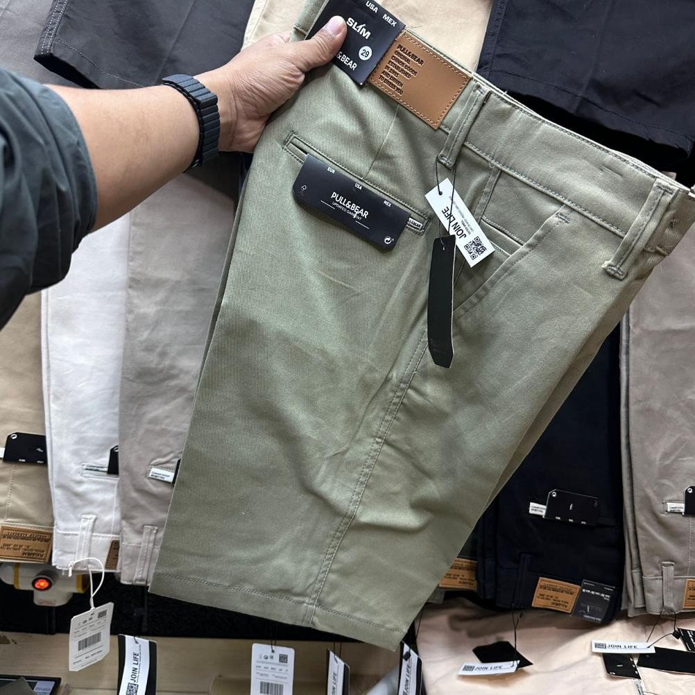 Celana Pendek Santai Pria Hijau Army Branded
