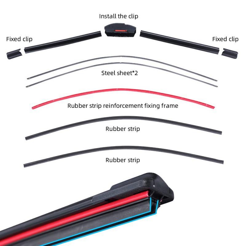 Wiper Dual Double Blade Frameless Mobil Karet Wiper