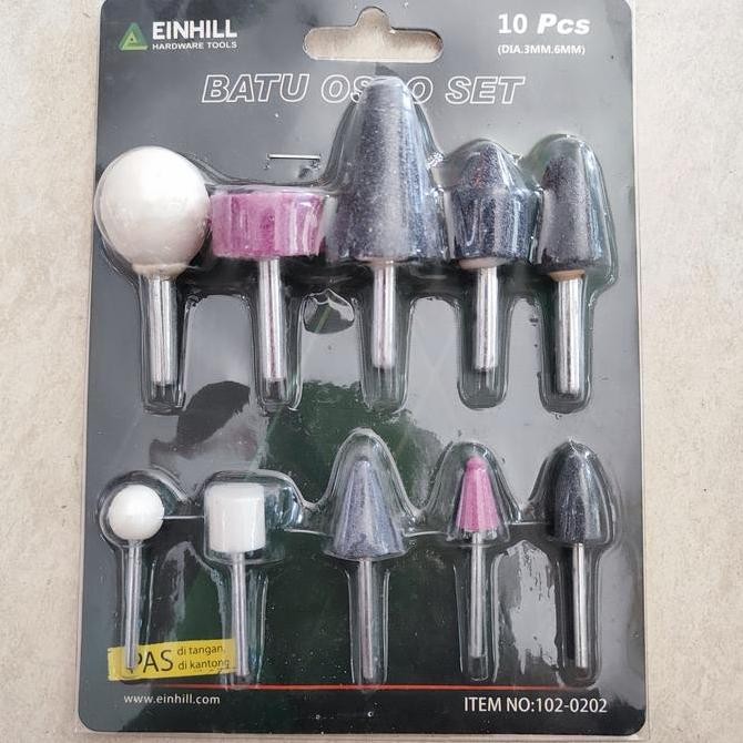 ------] Mata Batu Bor Tuner Grinder Gerinda Asah Poles Mounted Stone Set 10 pcs Einhill 3mm 6mm