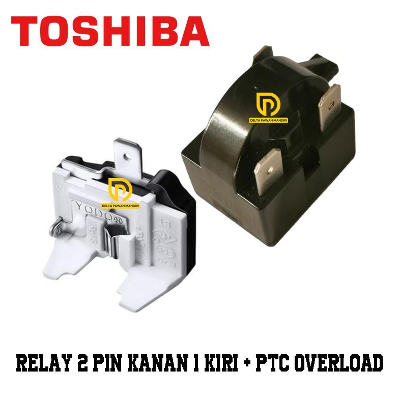 [1 SET] Relay Pin 3 + Ptc Overload Kulkas TOSHIBA 1 pintu 2 pintu