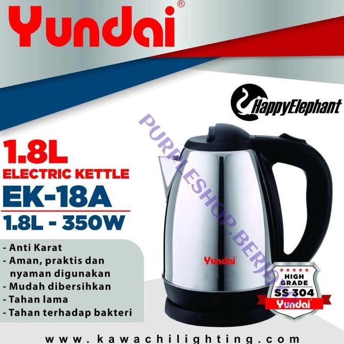 Kettle Electric/Teko Listrik Yundai EK-18A Stainless 1.8liter