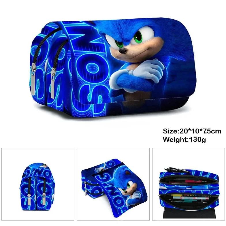 

Sonic Large Pencil Bag Toy Action Figure Cute Kids Students Boys Girls School Supplies Cartoon Children Stationery Pen Case