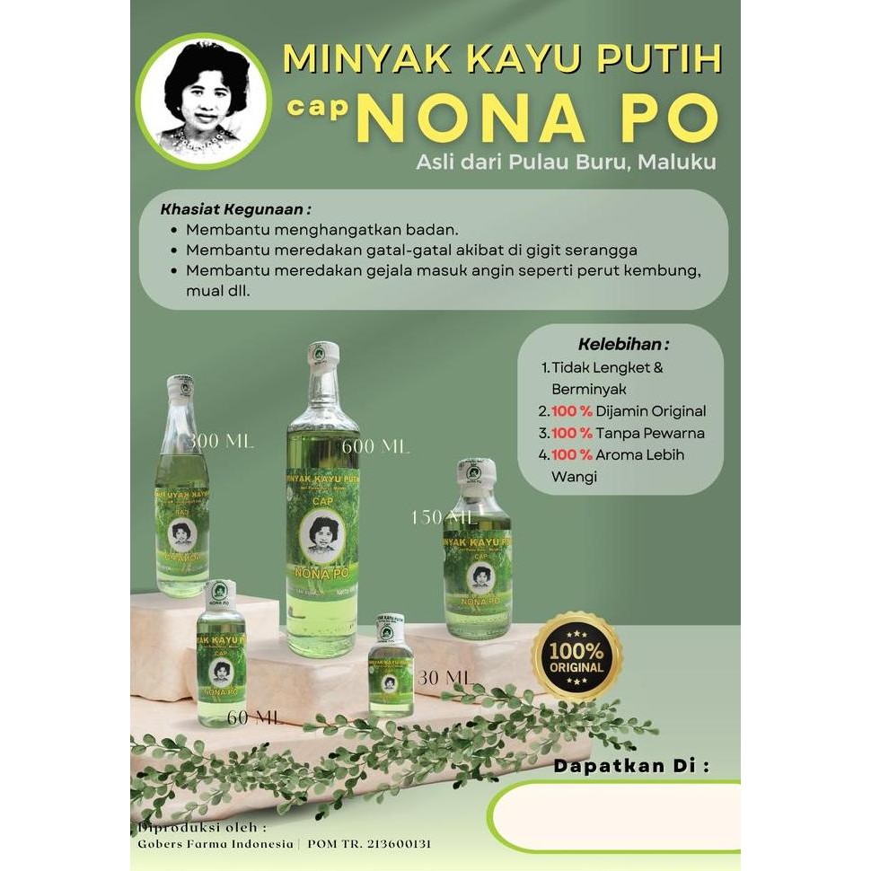 MINYAK KAYU PUTIH AMBON CAP NONA PO 600 ML / MINYAK KAYU PUTIH NONA PO