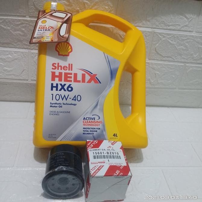 PAKET OLI SHELL HELIX HX6 10W-40 + FILTER OLI AVANZA XENIA RUSH