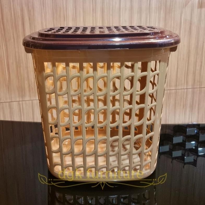 _(# Keranjang Laundry Box Tempat Penyimpanan Cucian Pakaian Baju Anak Bayi Kotor Bertutup Tutup Besa
