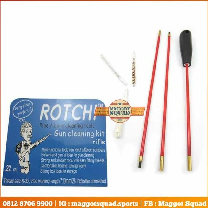 BEBAS ONGKIR - ROTCHI PEMBERSIH LARAS BARREL CLEANING STIK 3 PCS CAL 5,5 MM .22 PCP