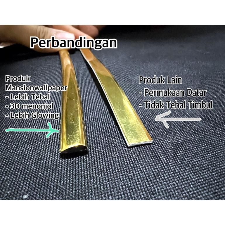 List Sticker Metalik Emas Silver Hitam Gold Dekorasi Dinding 3D Timbul Dekorasi Wallpaper Bingkai ka