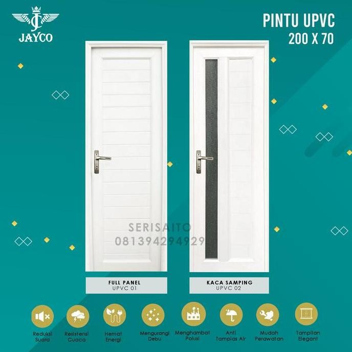 Pintu Kamar Mandi UPVC + Gagang / Kunci / Hendel /Handle Asli