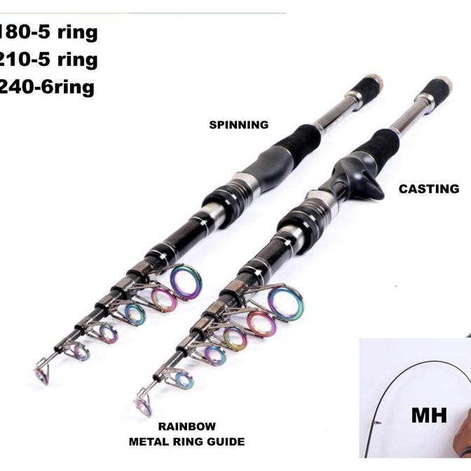 Casting spinning Joran pancing Ultralight Ul Pendek mini Ring Rainbow Metal