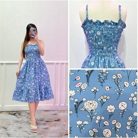 Babydoll Dress Tali Wanita / Dress Tanktop / Dress Smocked Full