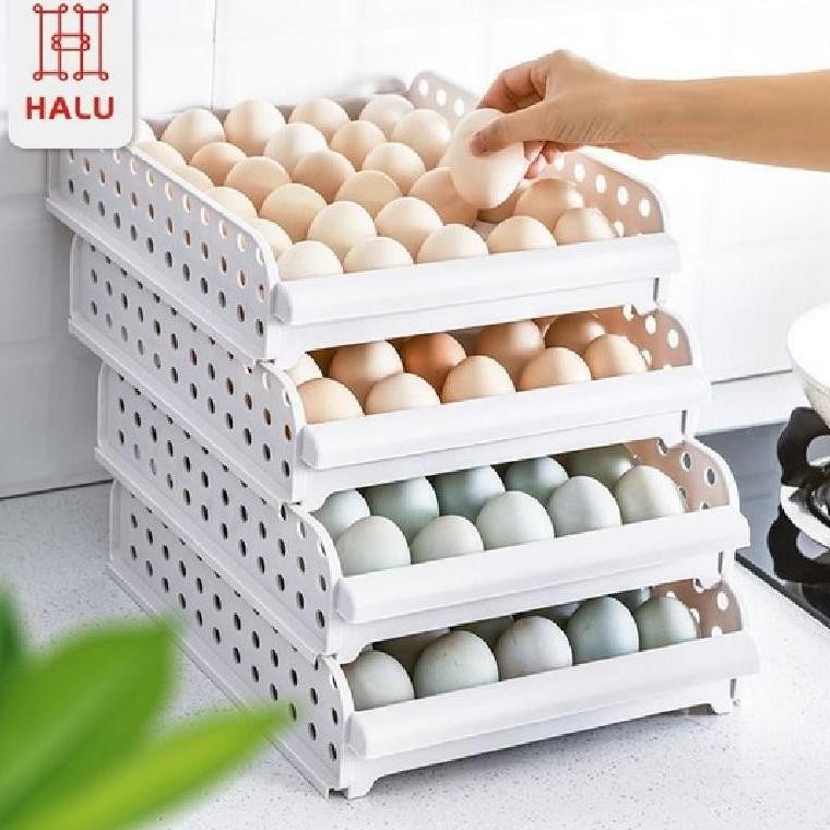 Kotak Telur Box Telur 30 Sekat Egg organizer Rak Tempat Telur Rak Telur Plastik HSB109