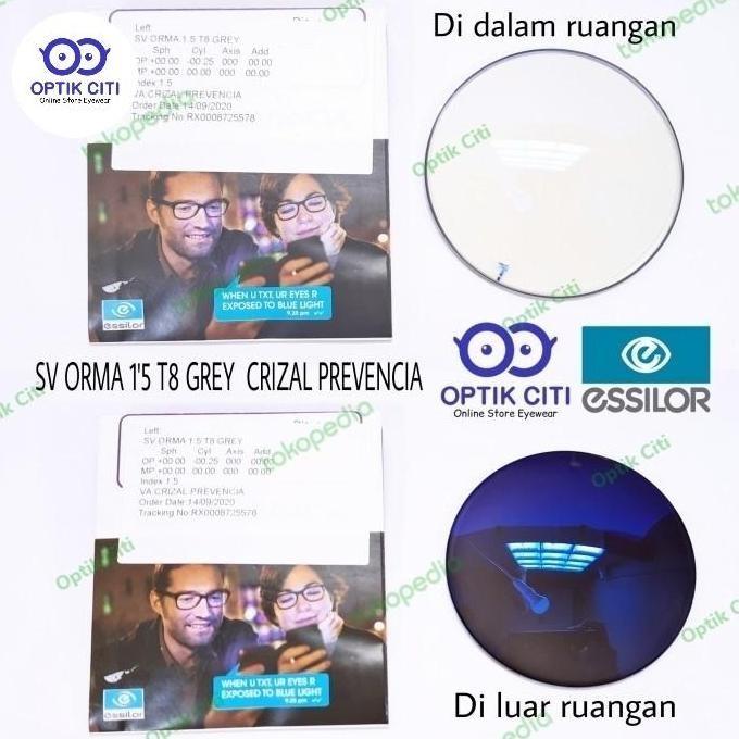 Lensa Photochromic Blueray Essilor Crizal Transition Prevencia Gen 8 Terbaru