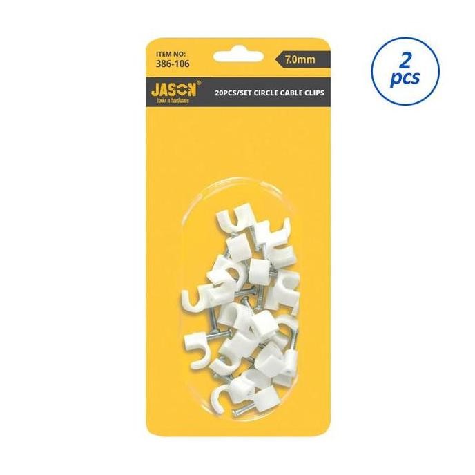 

;&;&;&;&] JASON 20PCS CIRCLE CABLE CLIPS / KLEM KABEL PVC PUTIH 7.0MM (386-107)