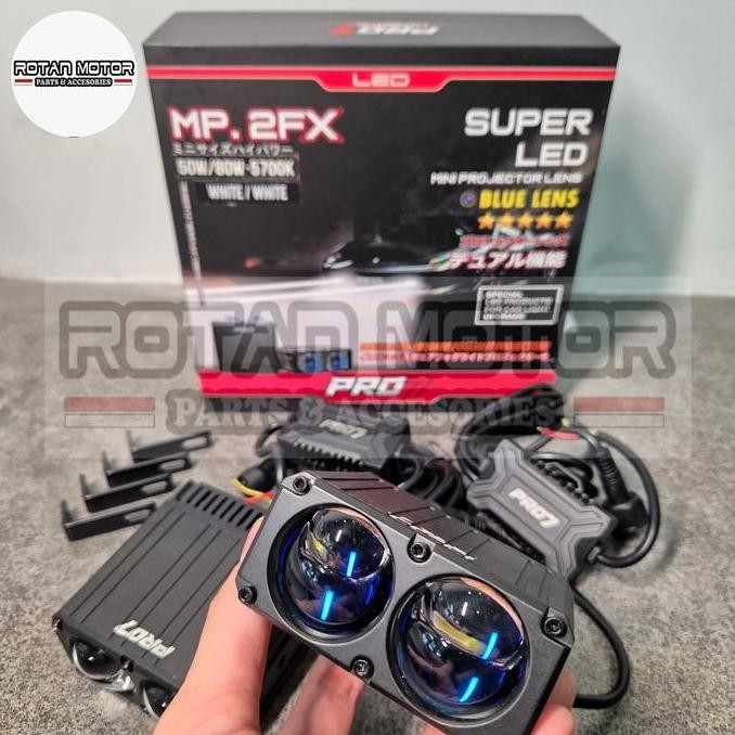 TERMURAH - DOUBLE MINI Projie Pro7 MP.2FX Super LED Blue Lens 2x 50W-80W / MP2FX / MP 2FX / MINI PRO
