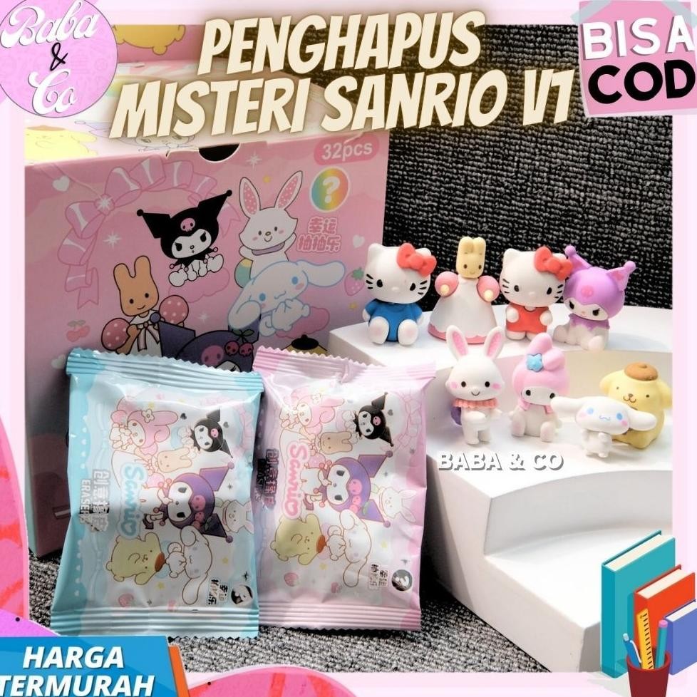 

Ready Penghapus Sanrio Mystery Bag 1 Box Isi 32 Pcs Penghapus Misteri Pack Sanrio Imut Unik Lucu