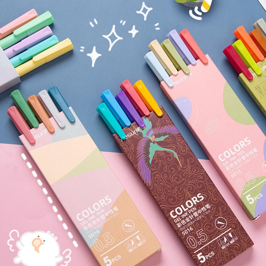 

Ready 5 Pcs/Set Pulpen Tinta Gel Ink Lucu Marker Pen 0.5Mm Journal Vintage Bullpoin Retro Macaron Morandi Alat Tulis Warna Warni Pena Sekolah Kantor Pelajar Anak Untuk Diary Jurnal Scrapbook