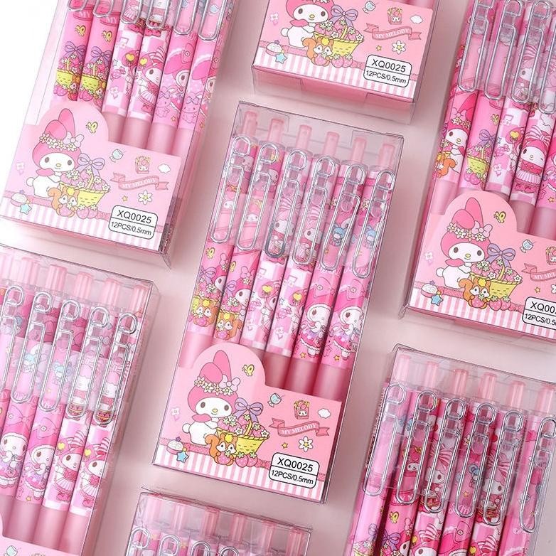 

Ready Pulpen Gel Cetek Sanrio 0.5Mm 12 Pcs / Pena Sanrio New / Ballpoint Sanrio Kuromi Cinnamoroll Melody / Pulpen Anak Sekolah Warna Hitam