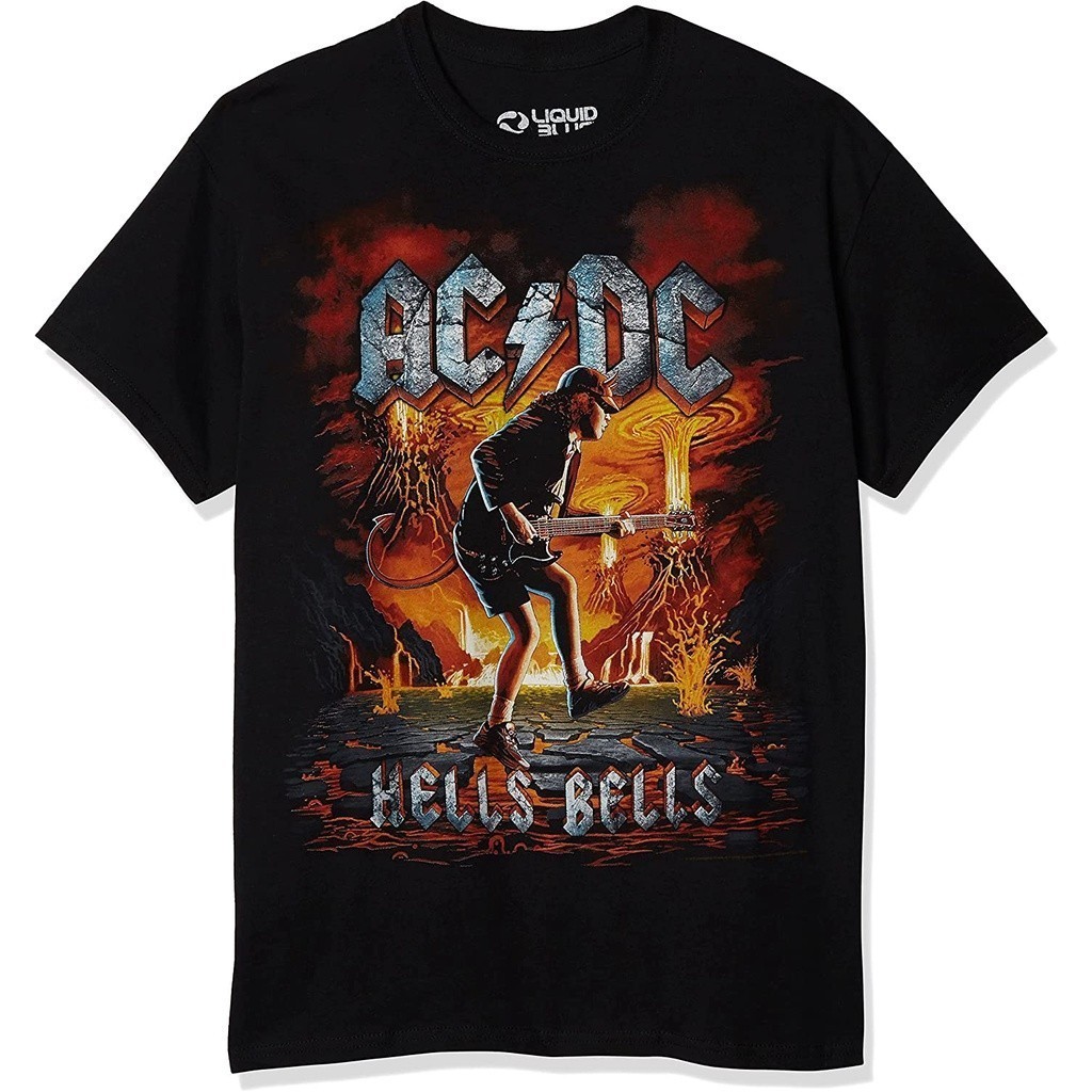 Kaos Liquid Blue Ac/Dc Rock Eruption T-Shirt Baju Unisex Vintage 100% Cotton Combat 24s Lembut, Adem