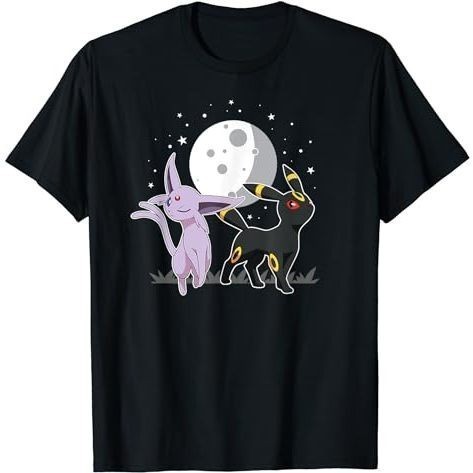 Kaos Unisex Pokémon - Celestial Espeon And Umbreon  T-Shirt Baju Unisex Vintage 100% Cotton Combat 2