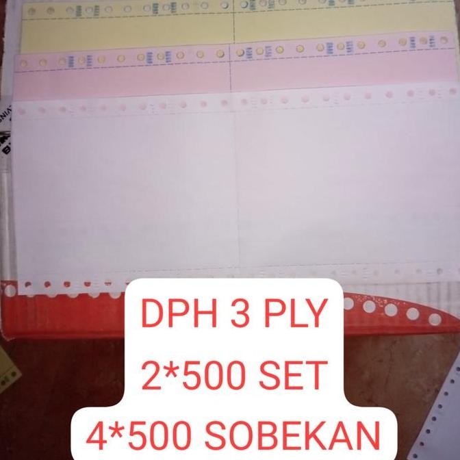 

Continous Form 9,5 x 11 (3ply Bagi 2) Double Pinhole, kertas komputer
