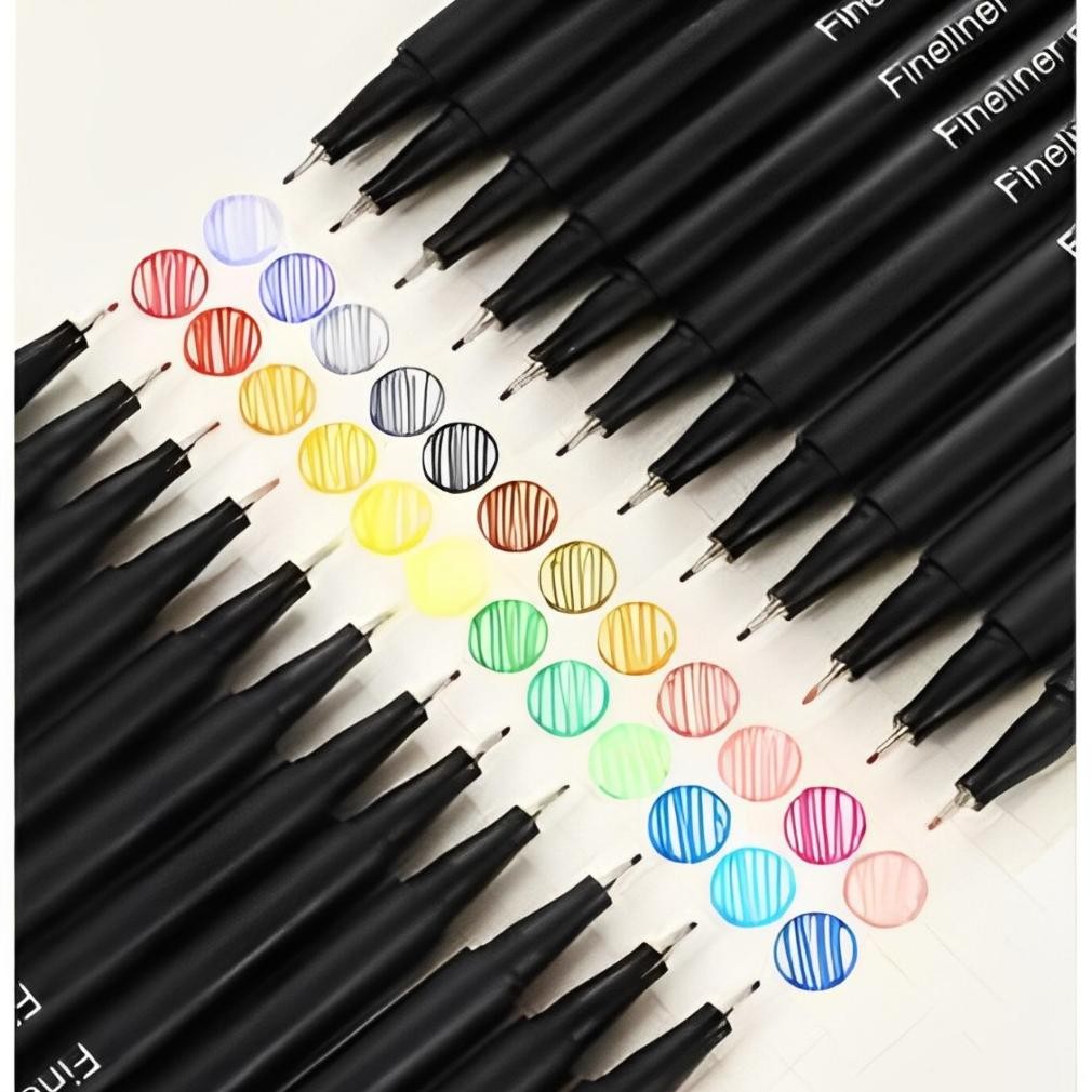 

Ready Pulpen Warna Warni Lengkap 48/36/24/12 Pcs Pena Pen Menggambar Mewarnai Point Art Watercolor 0.4Mm